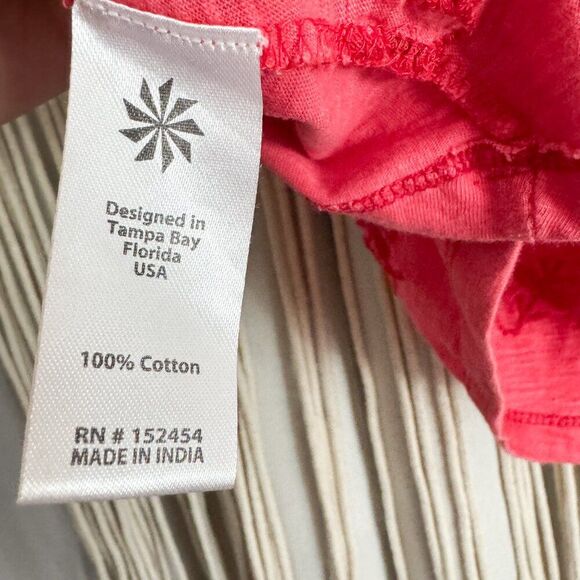 Caite 100% Cotton Red Embroidered Short Sleeve Boho Top Size Small - Picture 6 of 7